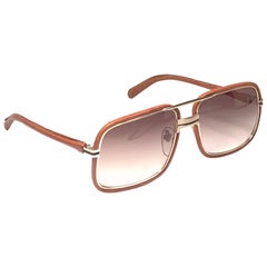 Gafas de sol Vintage Raras Tura Canada Piel Marrón 1970