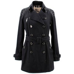 Used Burberry Black Trench Coat With Rockstuds 