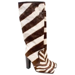 Dolce & Gabbana Zebra Print Knee High Boots US 9