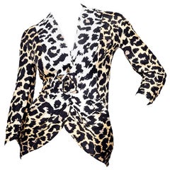Retro 1980s Thierry Mugler Leopard Print Silk Jacket