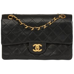 1988 Chanel Black Quilted Lambskin Vintage Small Classic Double Flap Bag
