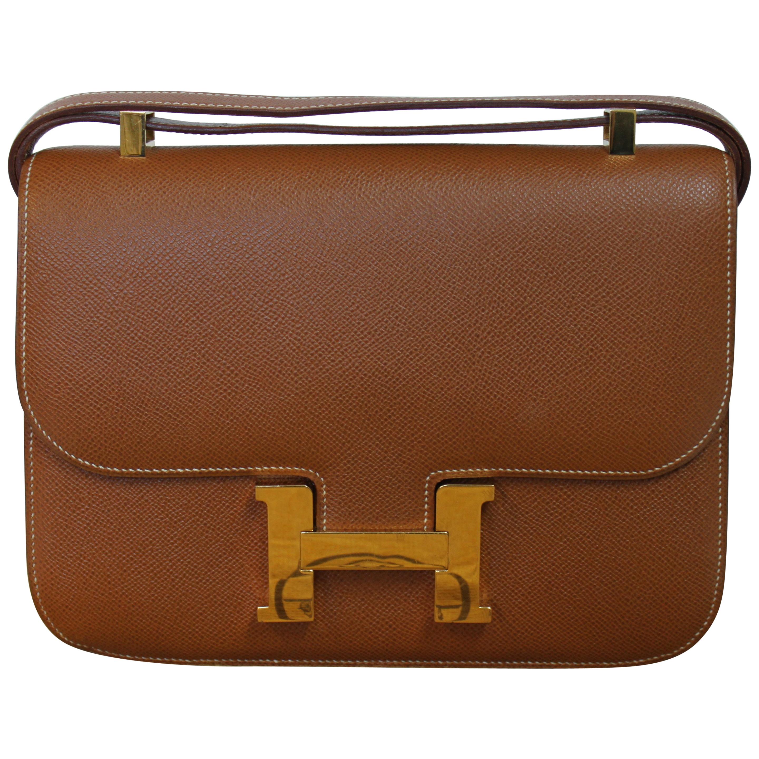 Hermes Constance 24 Shoulder Bag brown/tan epsom leather with gold Hardware For Sale
