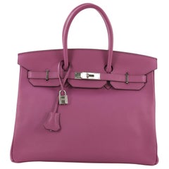 Hermes Birkin Handbag Cyclamen Epsom with Palladium Hardware 35