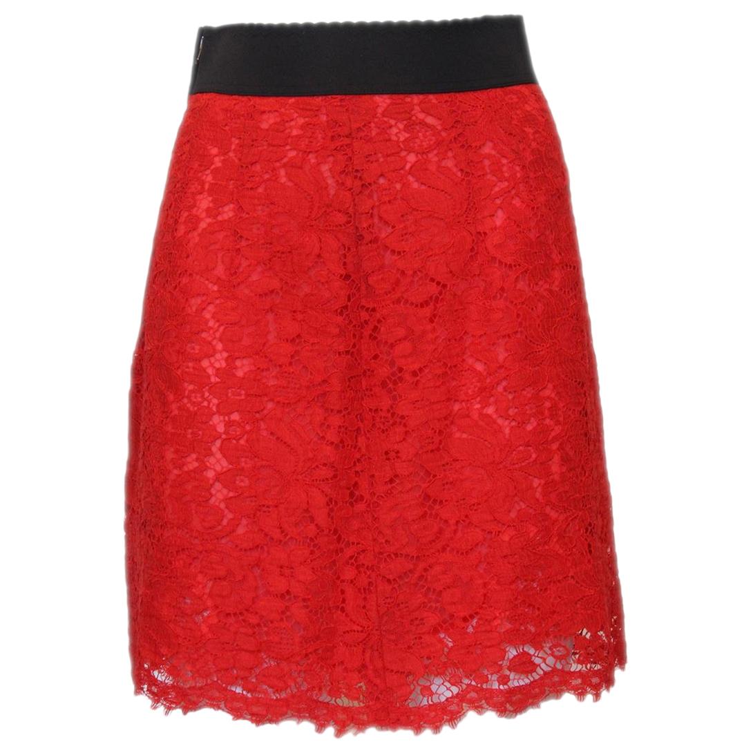 Dolce & Gabbana Red Lace Skirt IT 38
