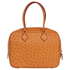 2002 Hermes Gold Ostrich Leather Plume 28