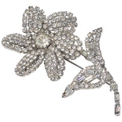 1960s Rhinestone Flower Brooch