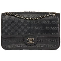 2014 Chanel Black Embossed & Quilted Calfskin Leather Paris-Dallas Classic Singl