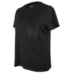 Hermès - T-shirt noir brodé pour femme avec poche, taille 42, neuf avec étiquettes