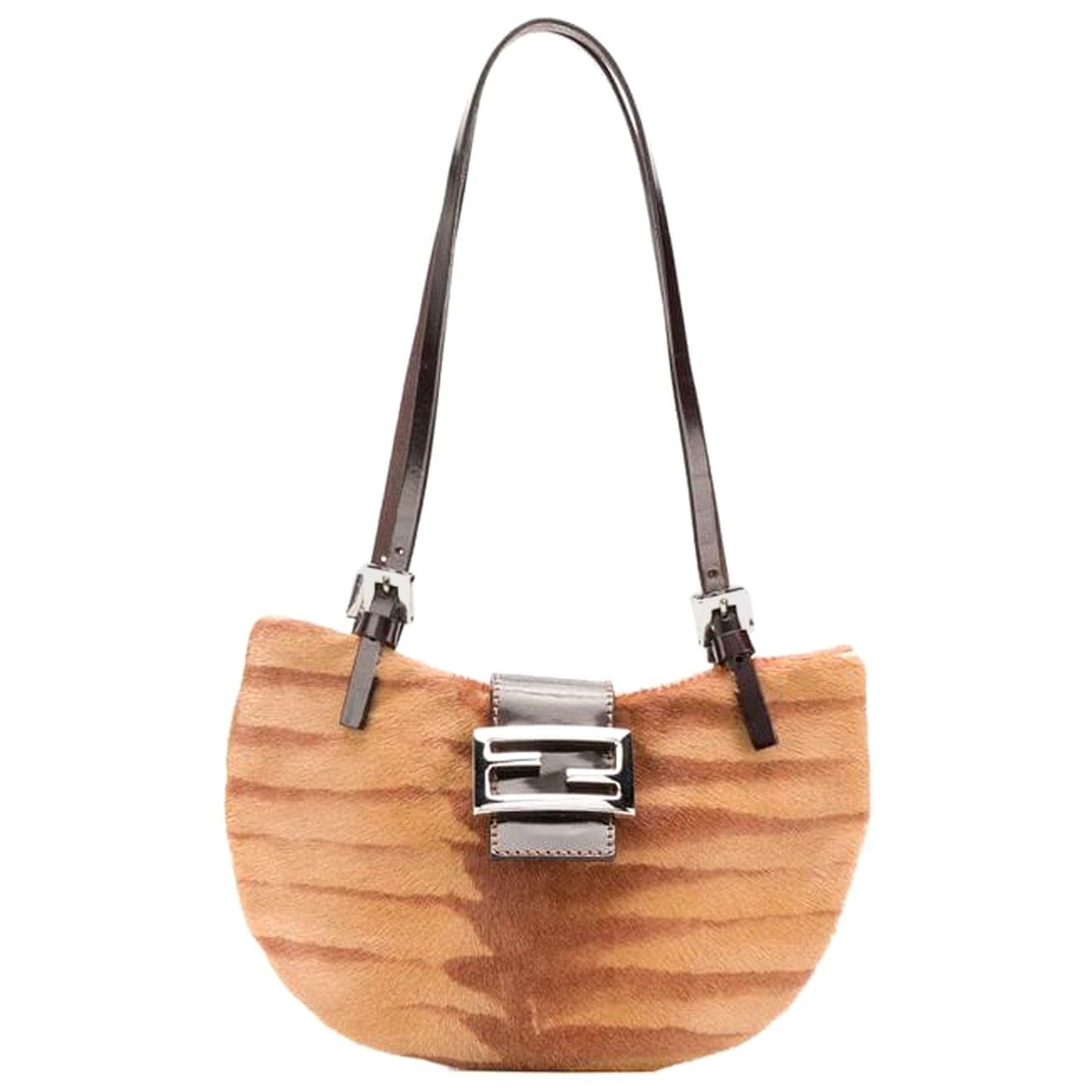 FENDI Kelly Green Leather Shoulder Bag With Silver Hardware. For Sale ...