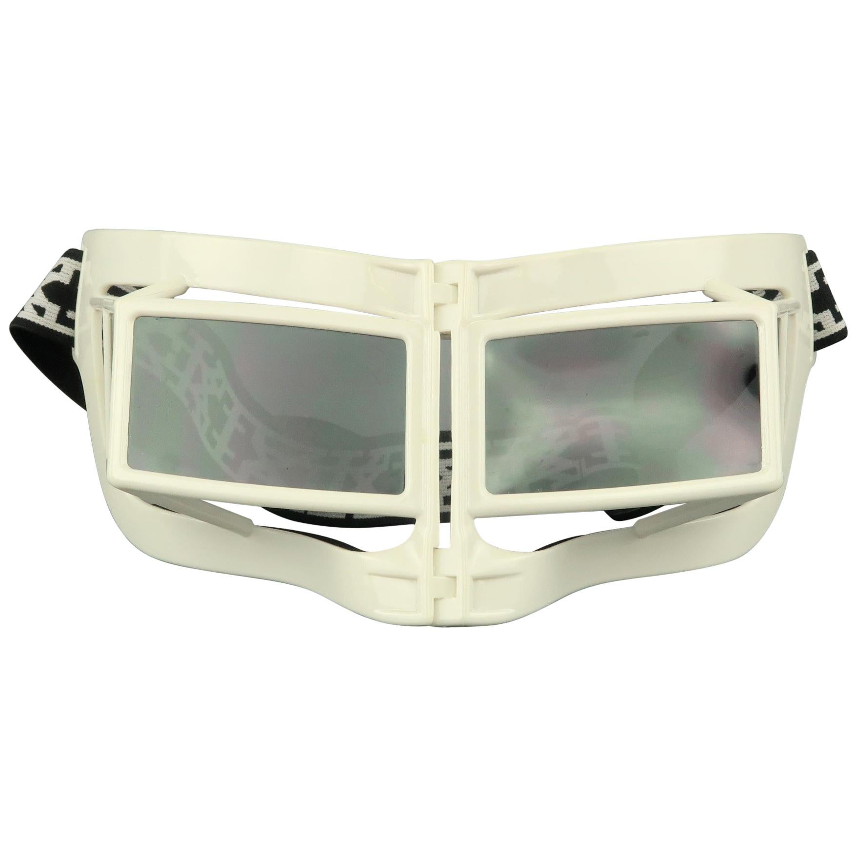 KTZ by Linda Farrow White Geometric Mask Goggle Sunglasses