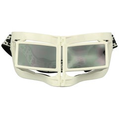 KTZ by Linda Farrow White Geometric Mask Goggle Sunglasses