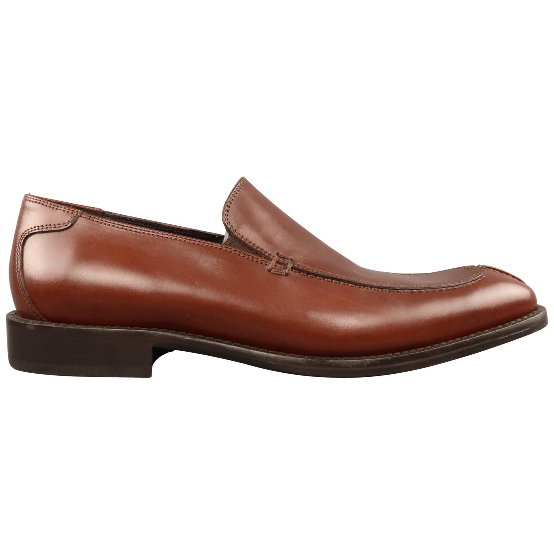 Men's DONALD J PLINER Size 9 Cognac Leather Split Apron Toe Loafers at ...