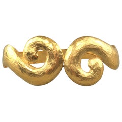 Vintage YVES SAINT LAURENT by ROBERT GOOSENS Gold S Metal Arabesque Swirl Belt
