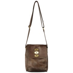 MULBERRY Brown Leather Crossbody Gold Postman Lock Shoulder Bag