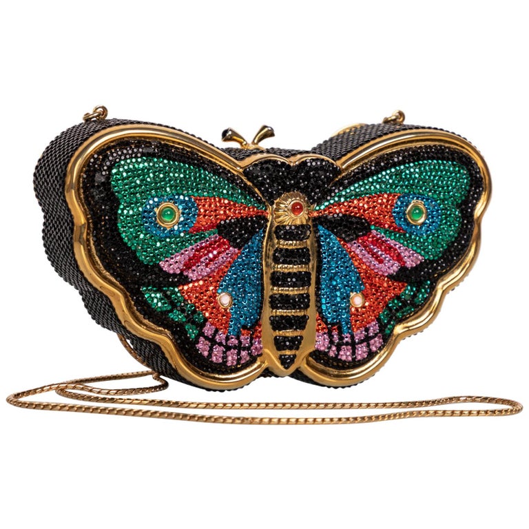 Judith Leiber Butterfly Crystal Minaudiere Bag For Sale