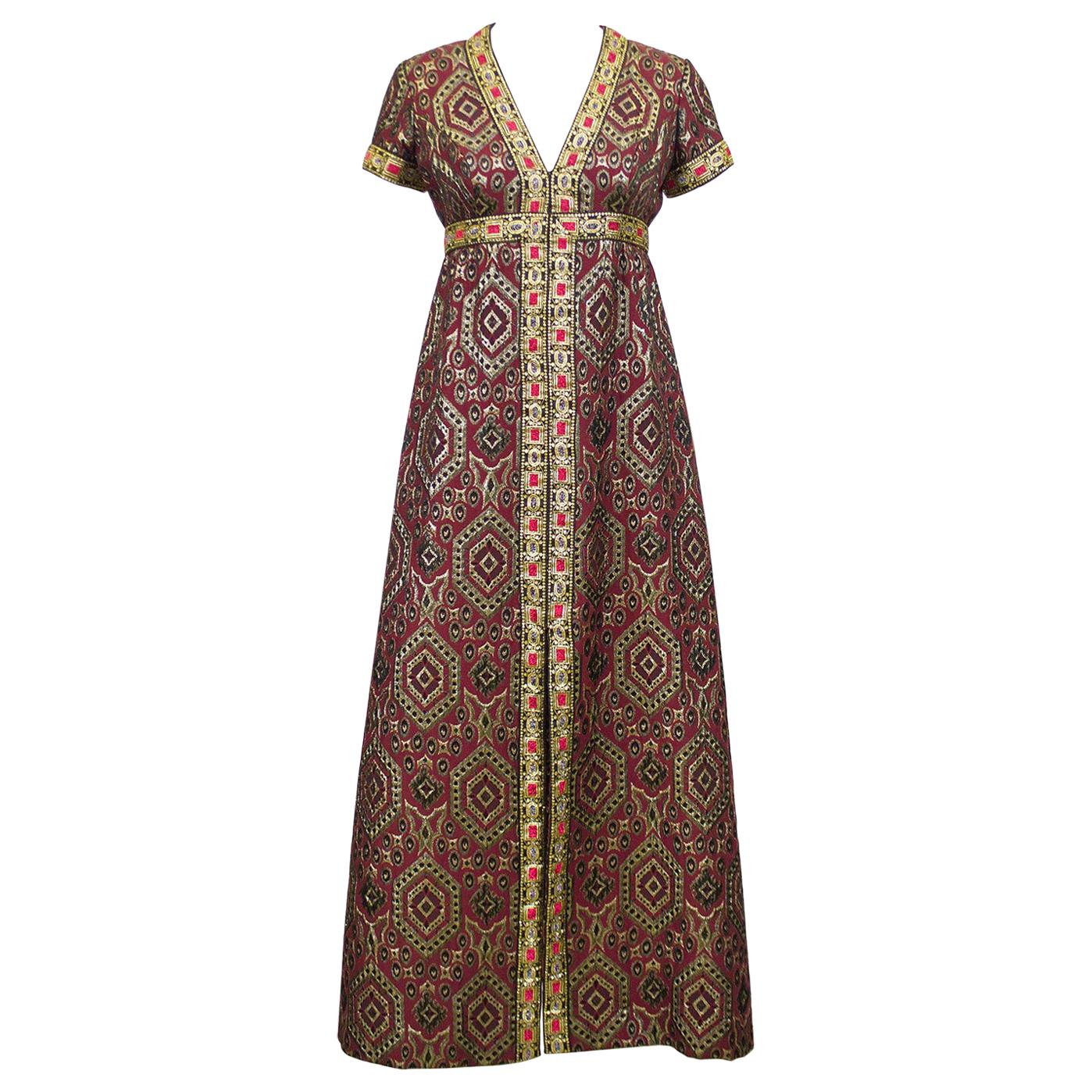 Late 1960s Moroccan Style Brocade Gown