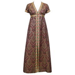 Vintage Late 1960s Moroccan Style Brocade Gown