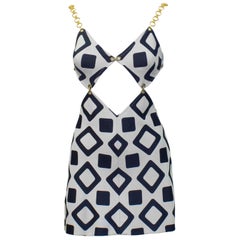 1960's Navy and White Cut-out Minidress
