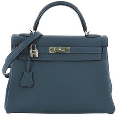 Hermes Kelly Handbag Colvert Togo with Palladium Hardware 32