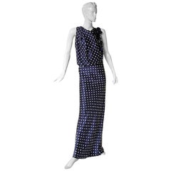 Vintage Lanvin Elegant 1930 Inspired Polkadot Evening Dress Gown Worn by Michelle Obama