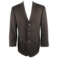 Men's GUCCI 36 Black Solid Wool / Mohair Glenplaid Textured Sport Coat