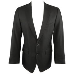 Men's DOLCE & GABBANA 38 Regular Black Cotton Notch Lapel Sport Coat