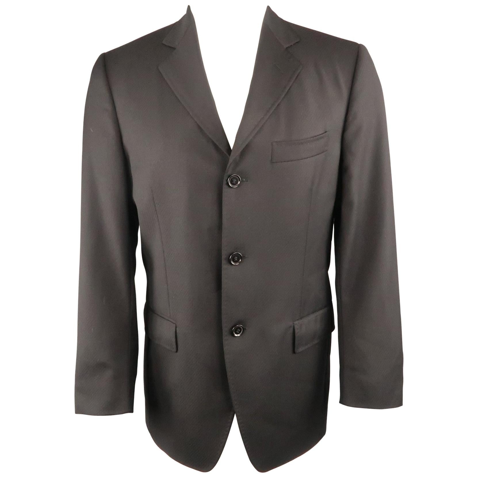 Men's DOLCE & GABBANA 38 Short Black Diagonal Stripe Wool Notch Lapel Sport Coat