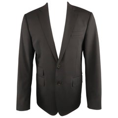 Men's DSQUARED2 40 Size 40 Black Solid Wool Notch Lapel Sport Coat