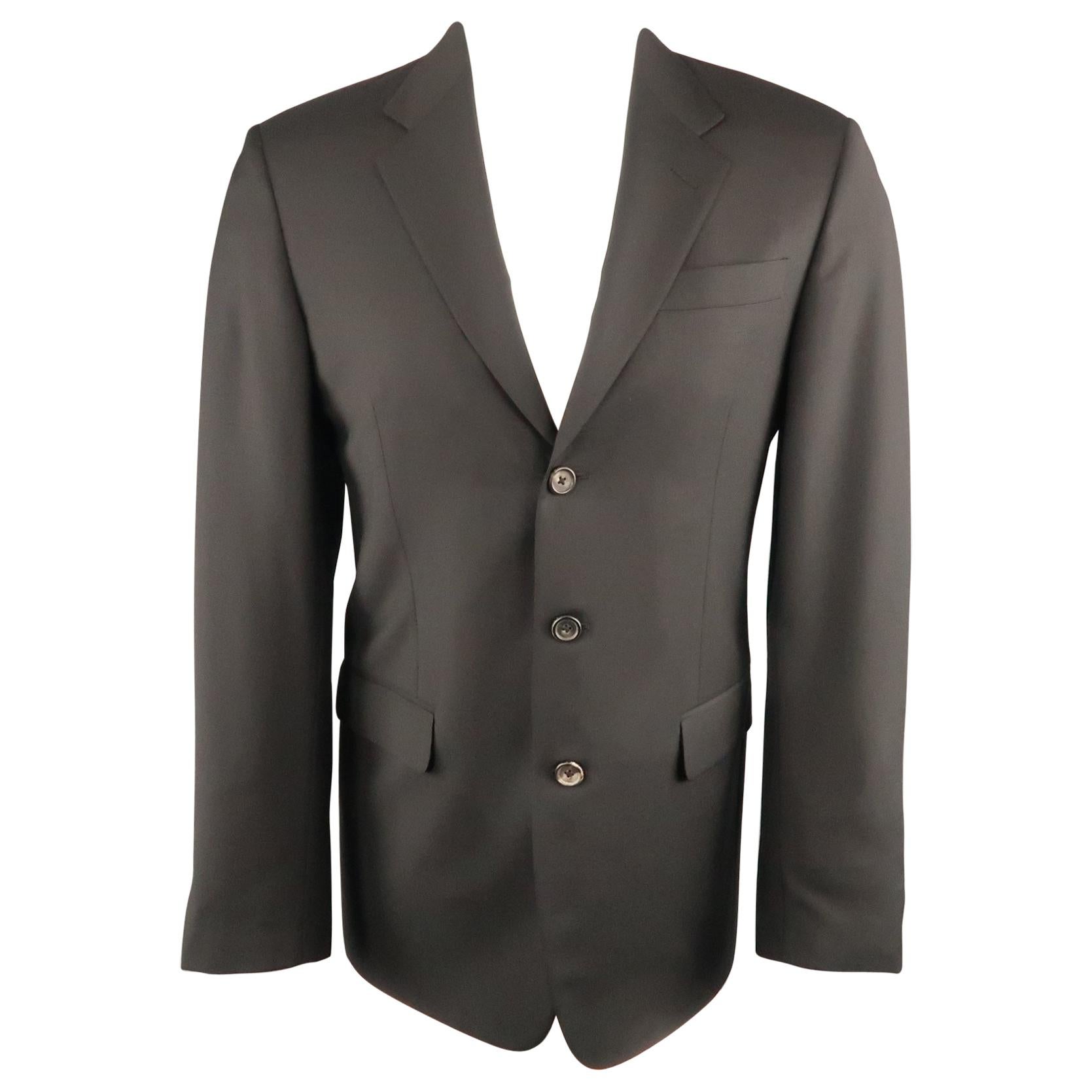 Men's PRADA 38 Black Wool / Mohair Three Button Sport Coat