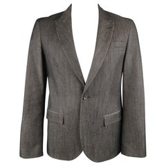 Men's MARC by MARC JACOBS 42 Charcoal Wool / Cotton Denim Peak Lapel Sport Coat