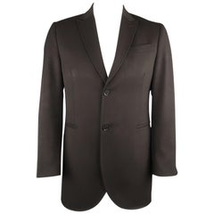 Men's CoSTUME NATIONAL Size 42 Black Solid Wool Peak Lapel Coat