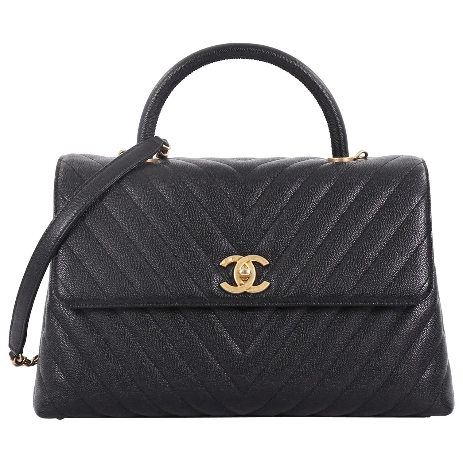 Chanel Coco Top Handle Bag Chevron Caviar Medium at 1stDibs | chanel ...