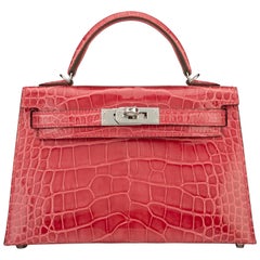 Hermes Kelly 20cm Model II Rose Extreme Alligator bag with Palladium hardware