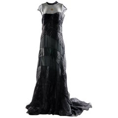 Alberta Ferretti Black Silk and Voile Long Dress