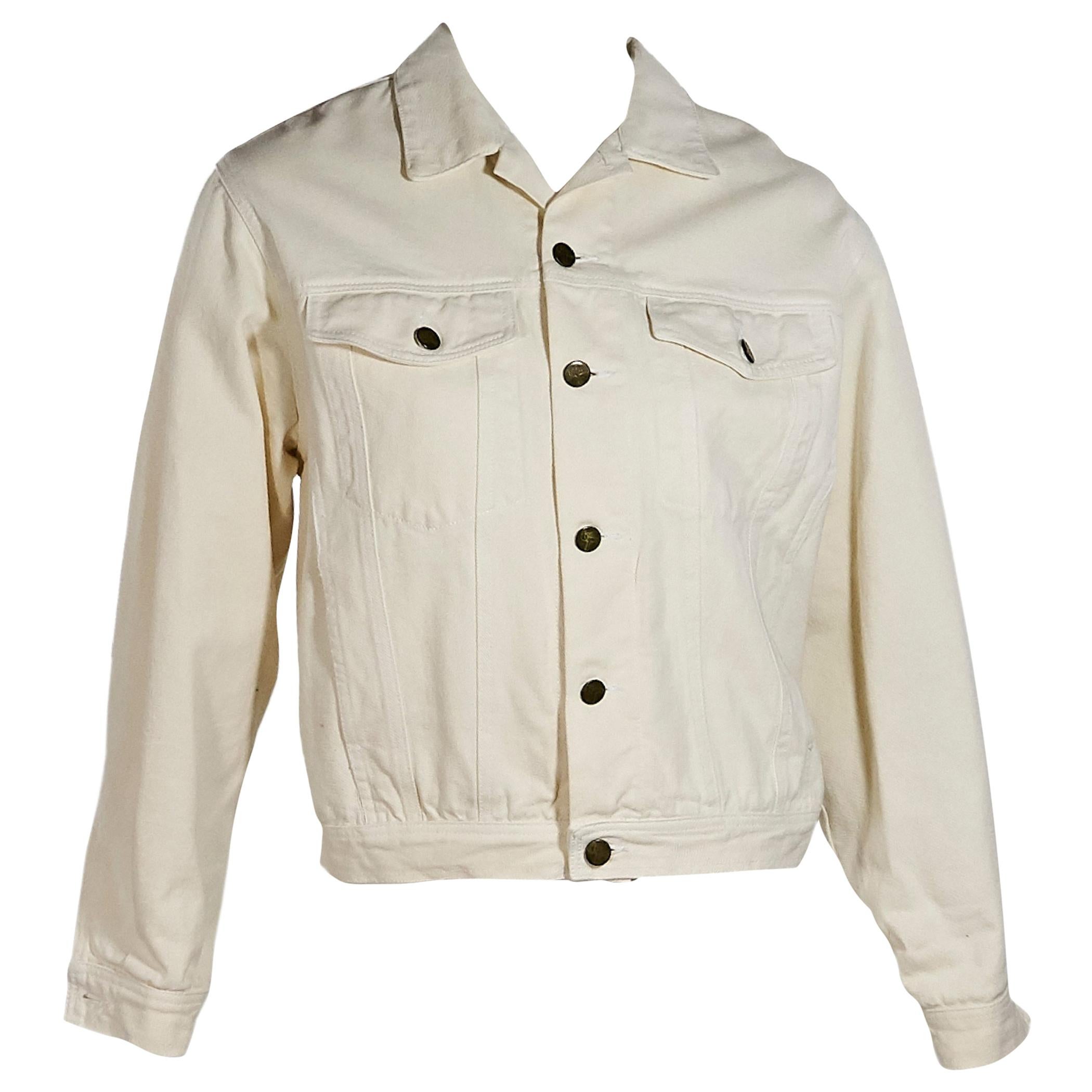 Ivory Vintage Bijan Jean jacket For Sale at 1stDibs | ivory jean jacket ...