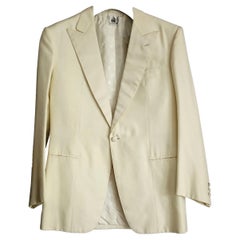 LANVIN "New" Couture Silk Men's Cream Jacket, Black Trousers Suit- Unworn