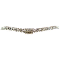 Vintage 1970s Clear 2-Row Crystal Belt