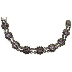 Vintage Sterling Amethyst & Marcasite Bracelet