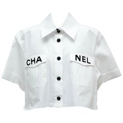 Chanel Cropped Shirt - 17 For Sale on 1stDibs | chanel crop top, chanel  crop shirt, chanel white crop top