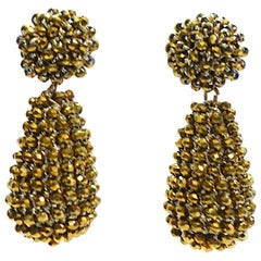 Vintage Long Crystal Dangling Pierced Earrings