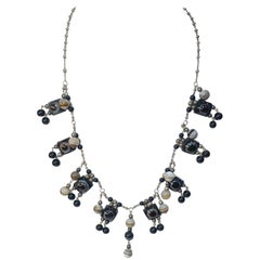 Vintage Banded Agate Drops Necklace