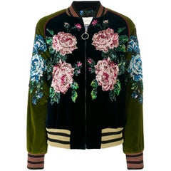 Gucci Pailletten bestickte Velours-Bomberjacke