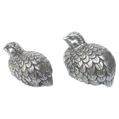 Gucci Italy Silver Metal Quail Salt & Pepper Shakers circa 1970s