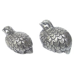 Vintage Gucci Italy Silver Metal Quail Salt & Pepper Shakers circa 1970s 