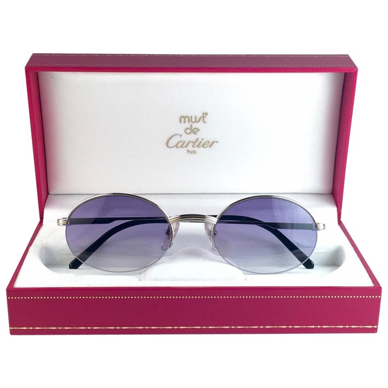 New Cartier Oval Platine Manhattan 51mm Frame 18k Plated Sunglasses ...