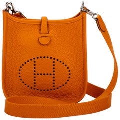 New in Box Hermes Mini Evelyne Apricot Crossbody Bag
