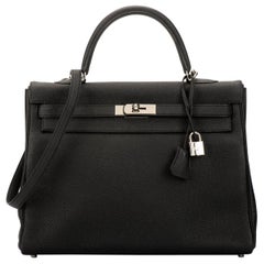 Hermes Kelly 35 Retourne Black Togo Bag