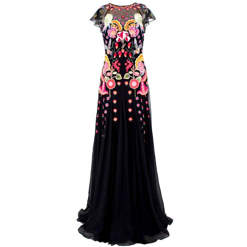 Temperley Chimera Black-Embroidered Gown US 6