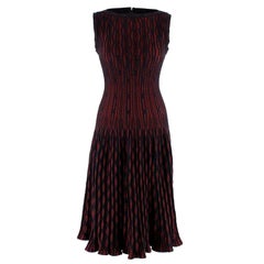 Alaia Black & Cherry Knit Midi Dress US 8