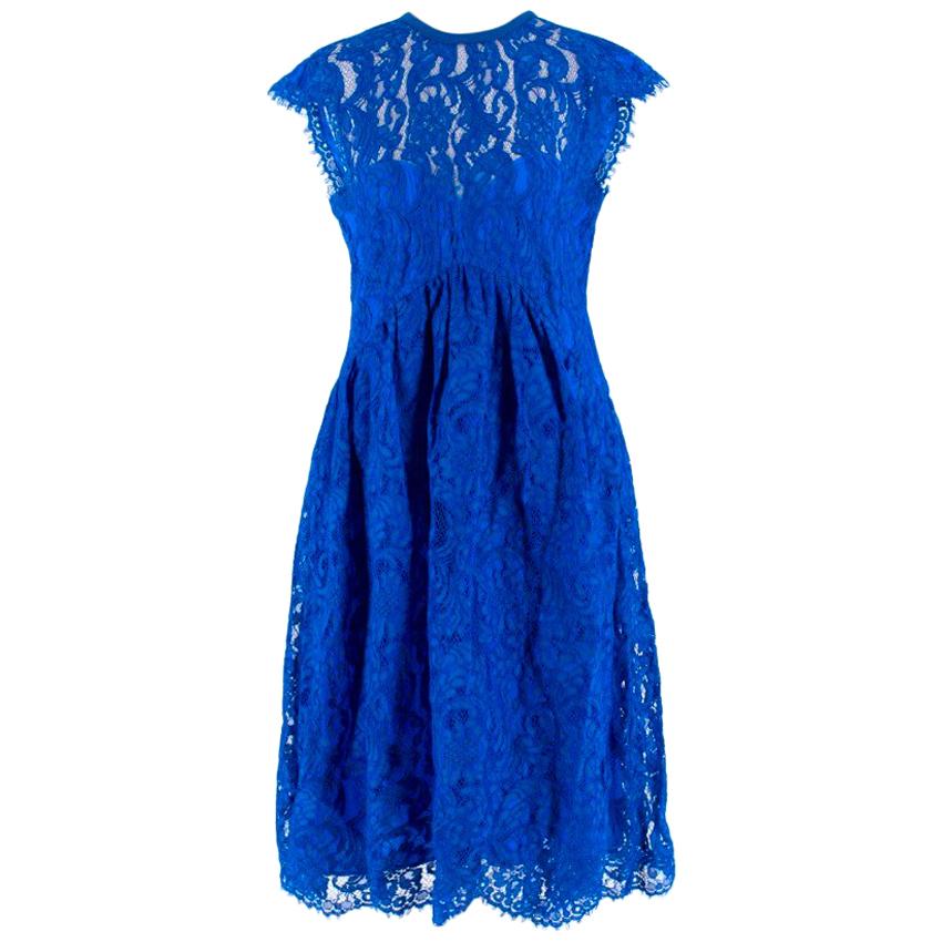 Emilio Pucci V-back blue lace dress US 6